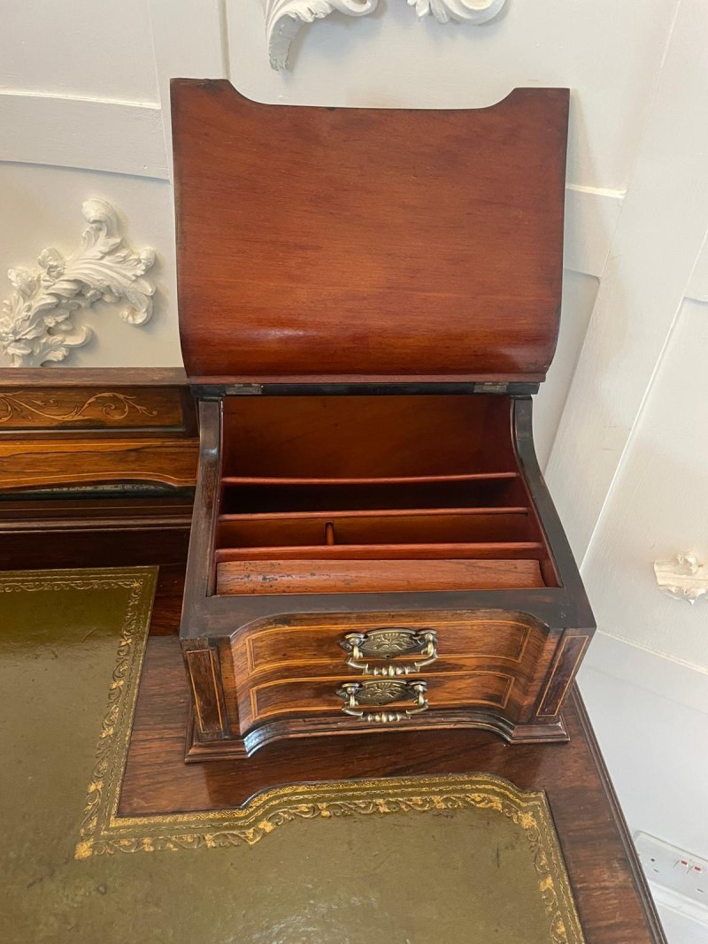 Fine Quality Antique Victorian Freestanding Maple & Co. Inlaid Writing Desk - Image 17